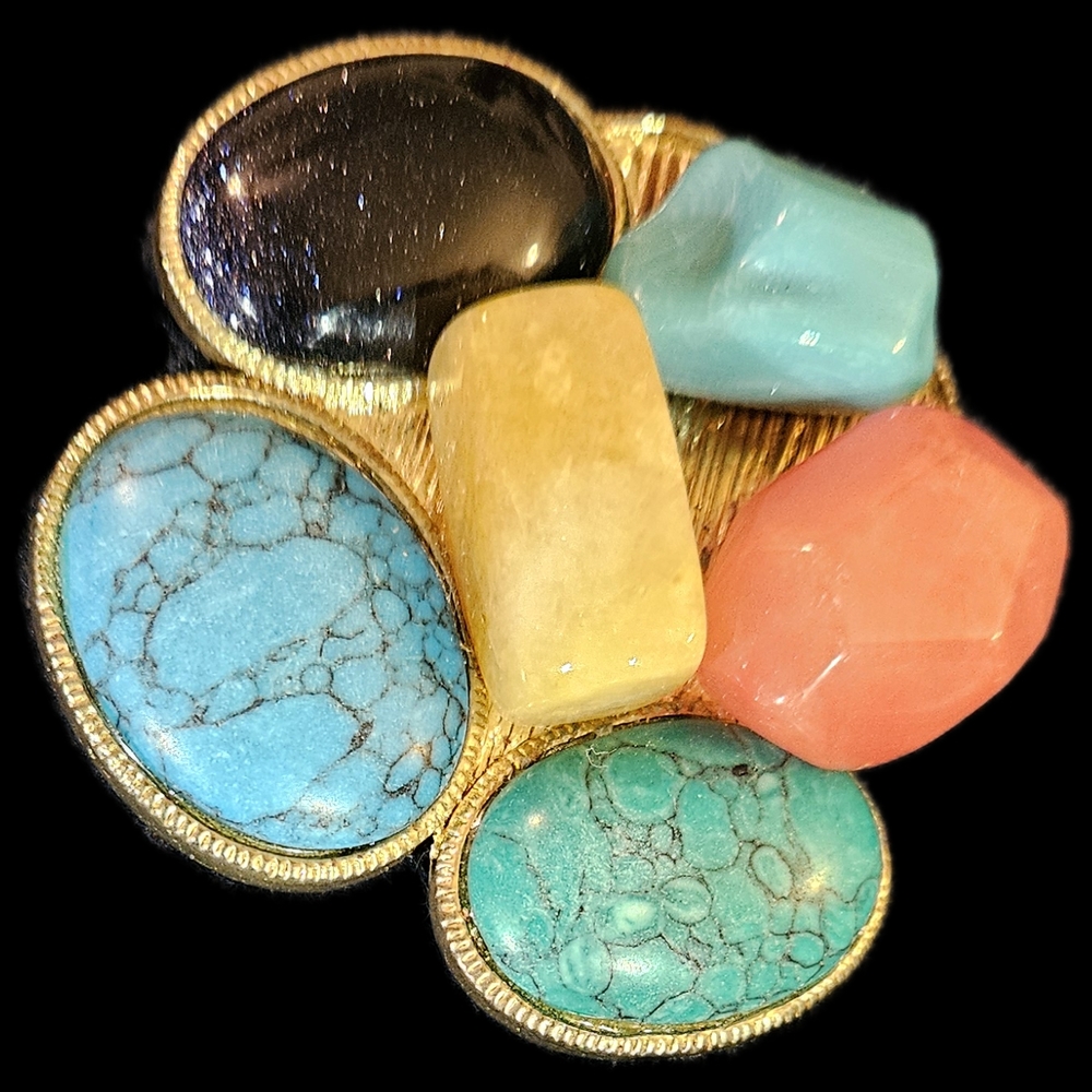 Multicolor Gemstone Brooch